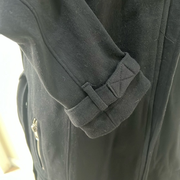 Chaser Black Long Trench Coat with Wide Lapels and Belt, zipper pockets NWT - Picture 9 of 11